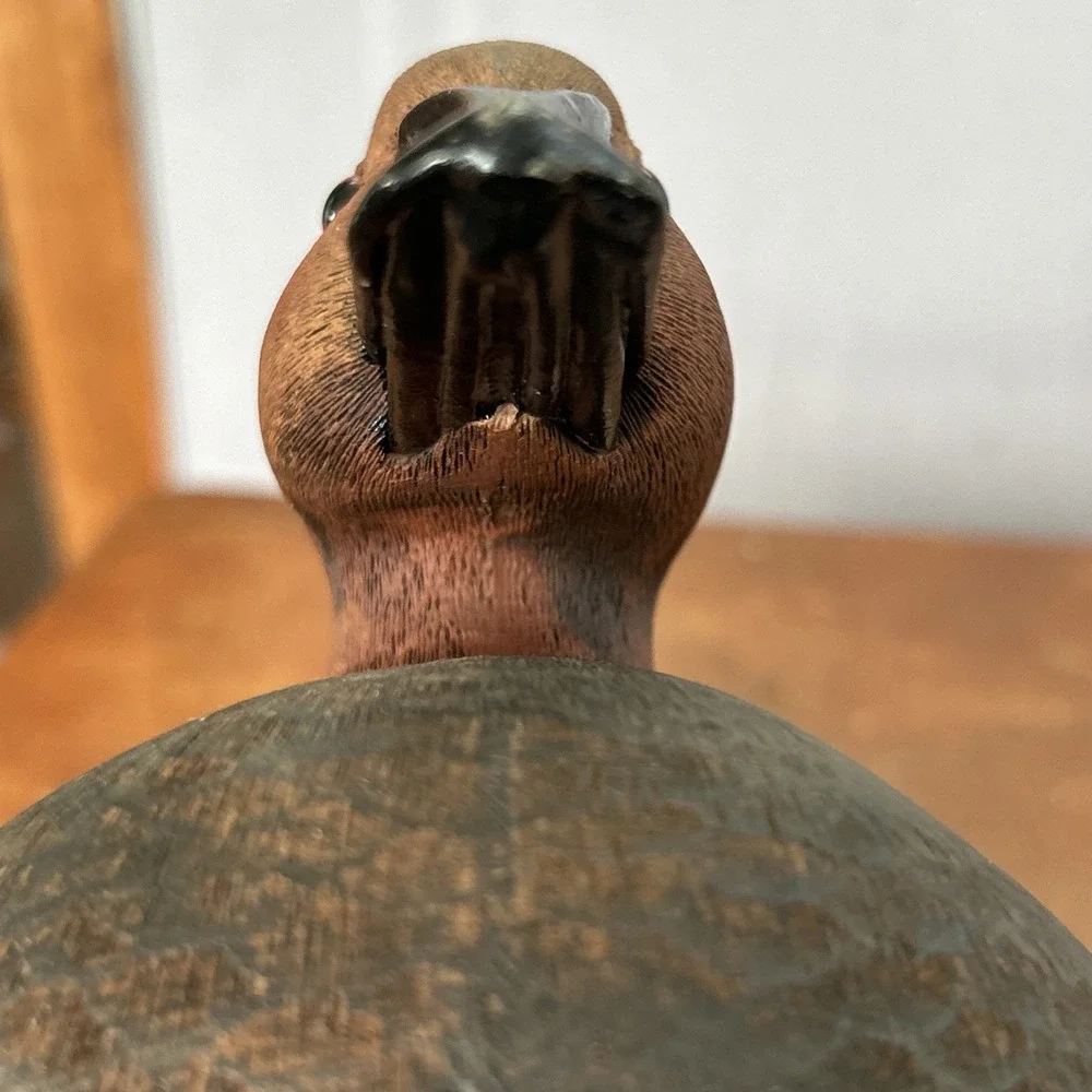 Vintage 1984 M Jones Signed Hand Carved Canvasback Drake Duck Decoy Folk Art